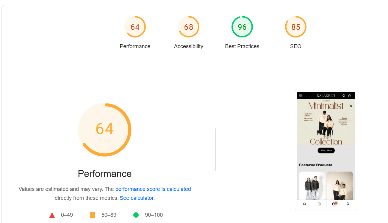 mobile page speed insight performance report